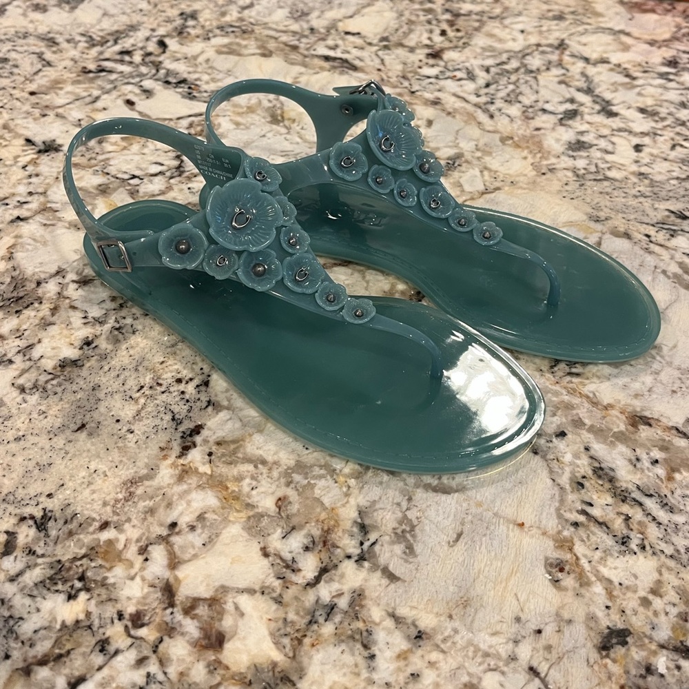 coach tea rose jelly sandals in marine